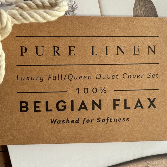 NEW Pure Linen 100% Belgian Flax Linen Full/ Queen Duvet Cover Set - Pure White - Picture 7 of 7